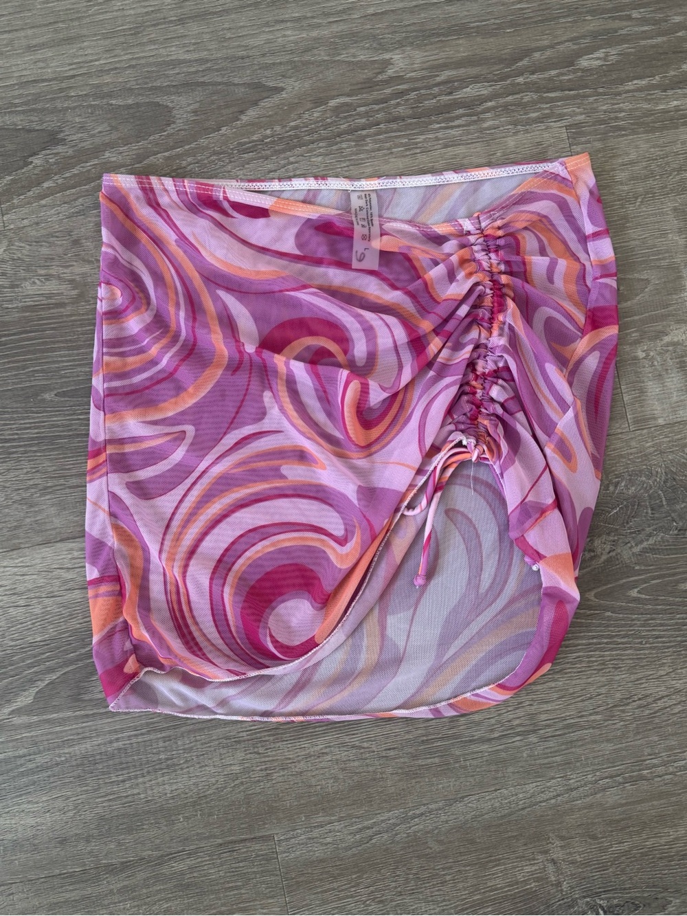 Women’s Pink Mesh Ruched Beach Skirt